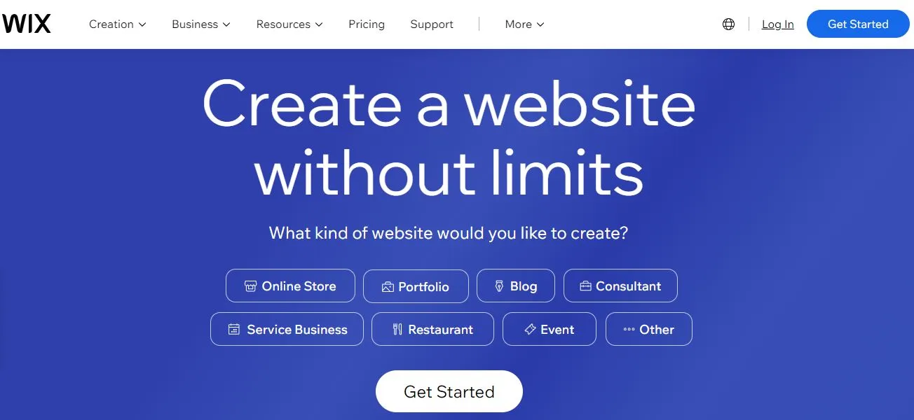 Wix - a popular website builder